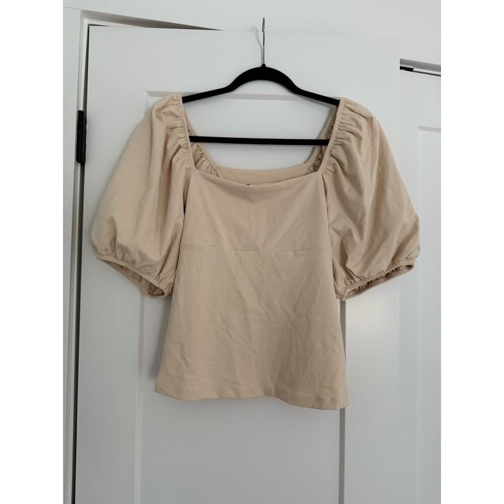 $168 New Susana Monaco Revolve Puff Sleeve Top - crème - Small - Picture 4 of 9